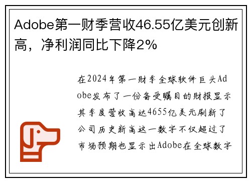 Adobe第一财季营收46.55亿美元创新高，净利润同比下降2%