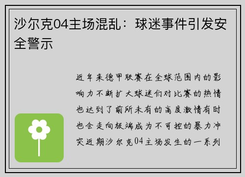 沙尔克04主场混乱：球迷事件引发安全警示